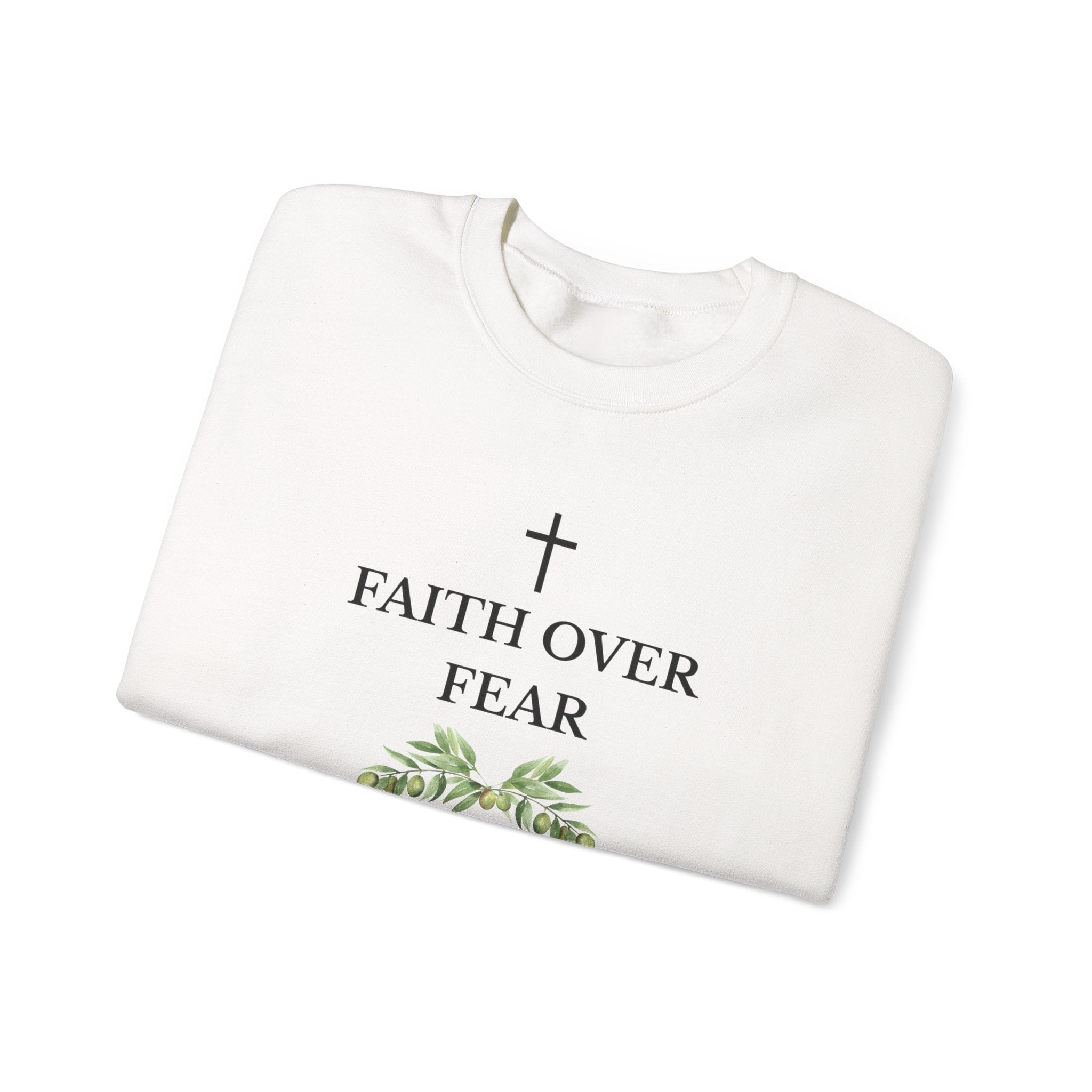 Faith Over Fear Crewneck Sweatshirt — Isaiah 41:10 Christian Scripture Pullover