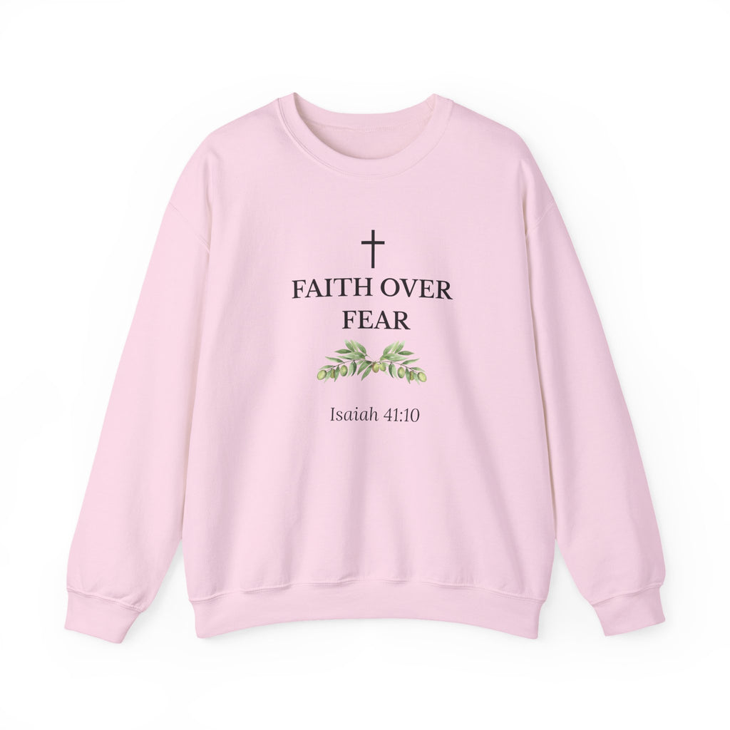 Faith Over Fear Crewneck Sweatshirt — Isaiah 41:10 Christian Scripture Pullover