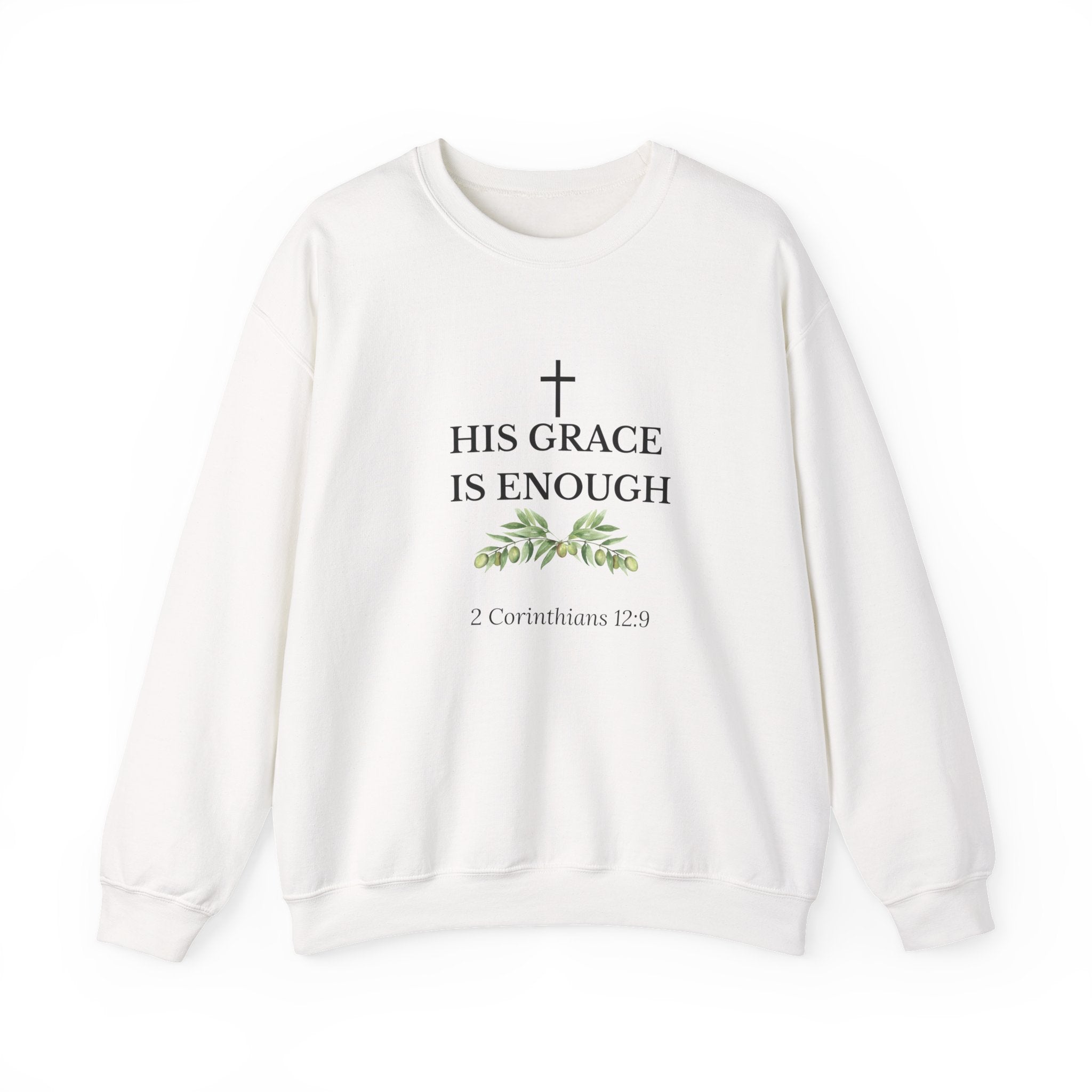 His Grace Is Enough Sweatshirt — Christian Crewneck with 2 Corinthians 12:9