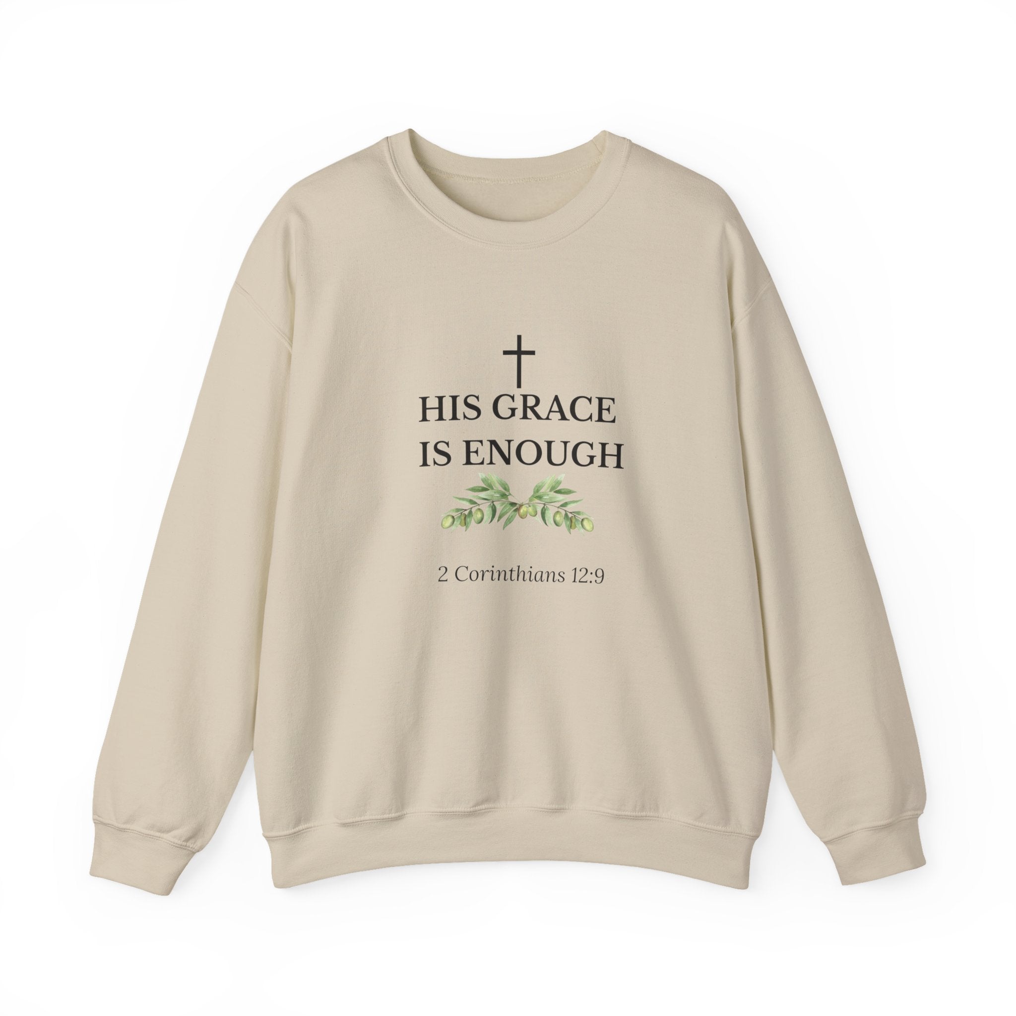 His Grace Is Enough Sweatshirt — Christian Crewneck with 2 Corinthians 12:9