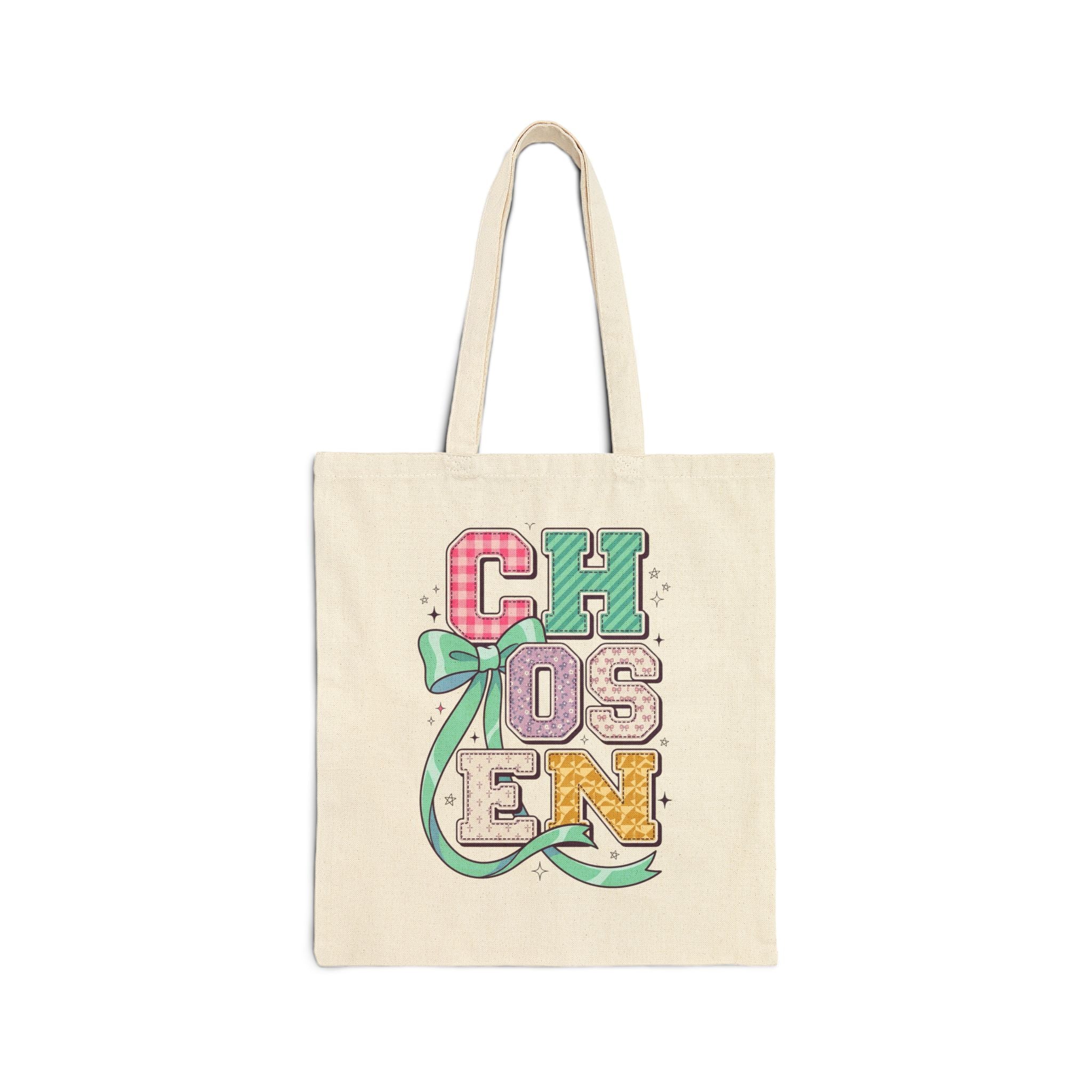 Chosen tote | Christian faith rainbow mixed-font canvas tote