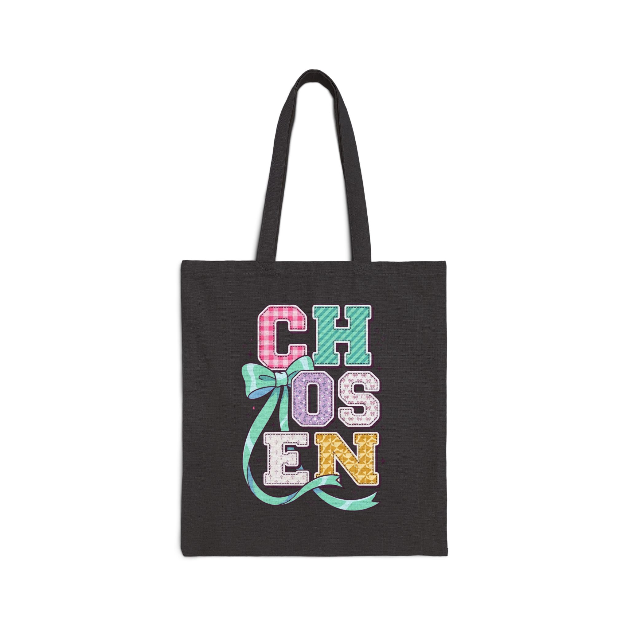 Chosen tote | Christian faith rainbow mixed-font canvas tote