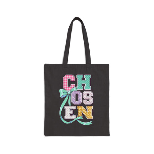 Chosen tote | Christian faith rainbow mixed-font canvas tote