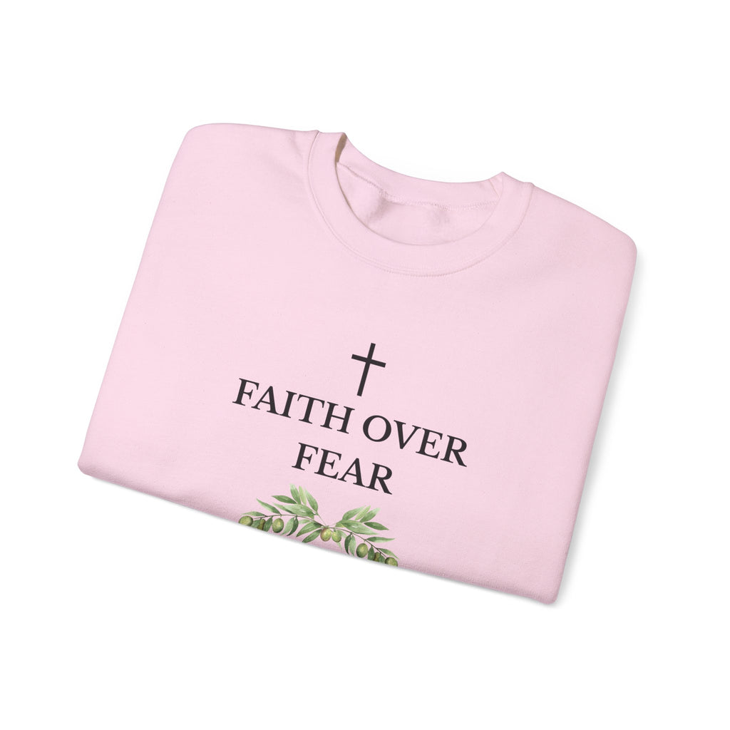 Faith Over Fear Crewneck Sweatshirt — Isaiah 41:10 Christian Scripture Pullover