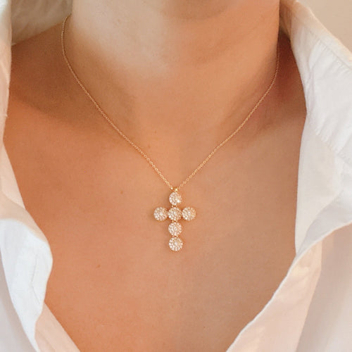 Dainty Sparkle Christian Cross Pendant Necklace