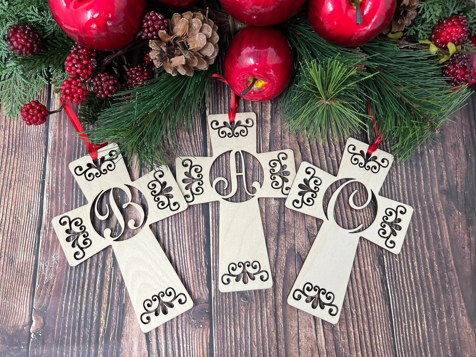 Personalized Christian Cross Monogram Ornament