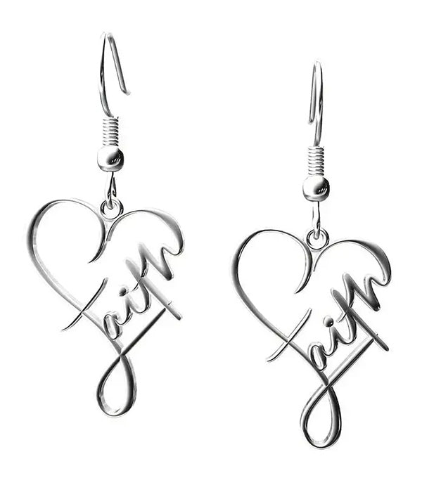 Faith Heart Wire Earrings